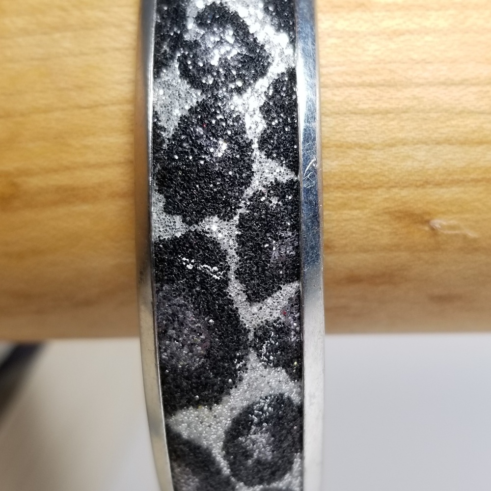 Black silver animal print leopard cheetah bangle
